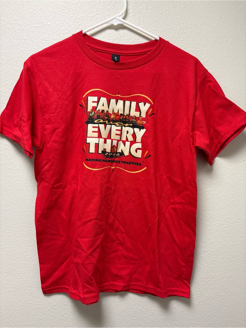 Gildan Ultra Cotton Red Family Over Everything 2026 Crew Neck Tee Size L Unisex